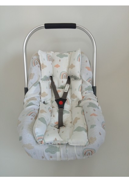 %100 Pamuk Krem Muslin Puset Minderi ve Lastikli Puset Çarşafı