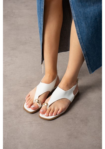 Maria Kadın Gold Yüzük Detaylı Günlük Sandalet