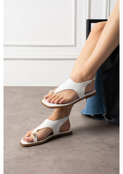 Maria Kadın Gold Yüzük Detaylı Günlük Sandalet modelleri