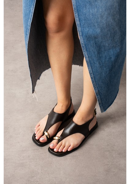 Maria Kadın Gold Yüzük Detaylı Günlük Sandalet