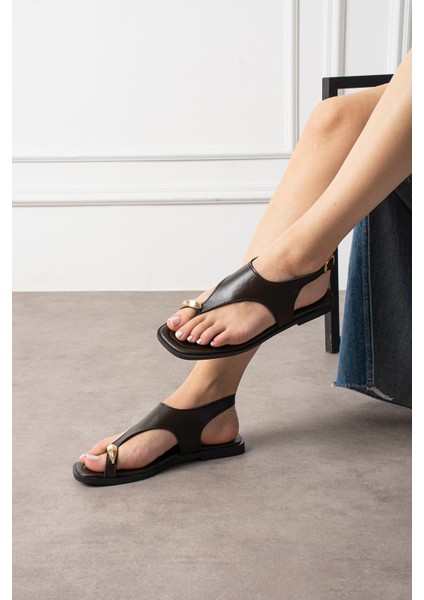 Maria Kadın Gold Yüzük Detaylı Günlük Sandalet modelleri