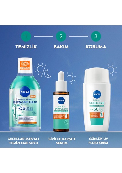 SPF50 Derma Skin Clear Yüz Kremi 40 Ml, Matlaştırıcı, Karnitin, Gliserin,niasinamid fırsatları