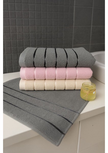 Line 3’lü El ve Yüz Havlu Seti – 50X90 cm %100 Pamuk, Yumuşak Dokulu,çizgili Desenli