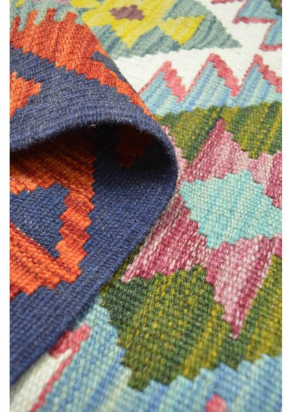 Yün Iplikten El Dokuma Afgan Kilim 100X150 cm (1.5 M²)