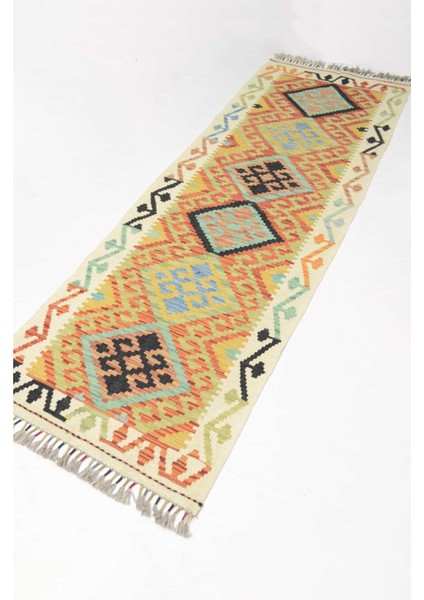 Yün Iplikten El Dokuma Turuncu Afgan Kilim Yolluk 65X192 cm (1.25 M²) modelleri