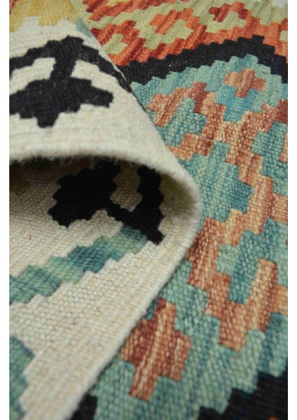 Yün Iplikten El Dokuma Turuncu Afgan Kilim Yolluk 65X192 cm (1.25 M²)