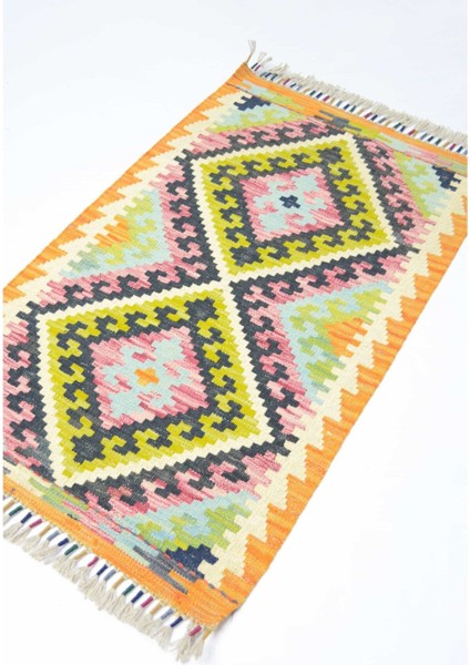 Yün Iplikten El Dokuma Turuncu Renk Afgan Kilim 61X96 cm (0.59 M²) modelleri