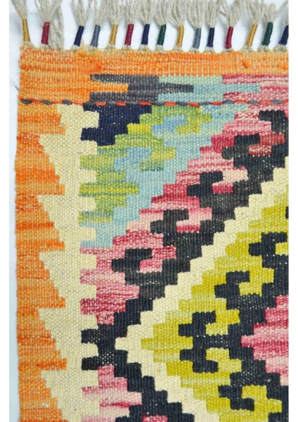 Yün Iplikten El Dokuma Turuncu Renk Afgan Kilim 61X96 cm (0.59 M²) fırsatları