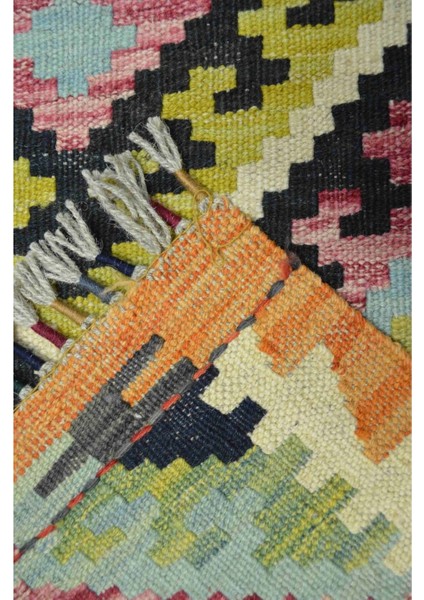 Yün Iplikten El Dokuma Turuncu Renk Afgan Kilim 61X96 cm (0.59 M²) indirimleri