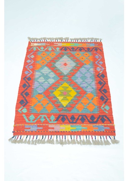 Yün Iplikten El Dokuma Kırmızı Renk Afgan Kilim 64X82 cm (0.53 M²) fiyatları