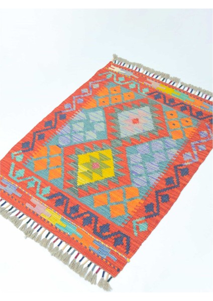 Yün Iplikten El Dokuma Kırmızı Renk Afgan Kilim 64X82 cm (0.53 M²) modelleri