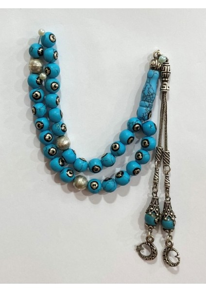 Doğal Firuze Taşlı Yuvarlak Model Tespih modelleri