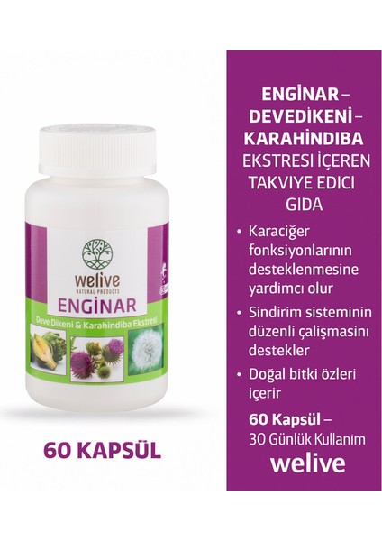 Enginar & Devedikeni & Karahindiba Ekstresi 60 Cap modelleri