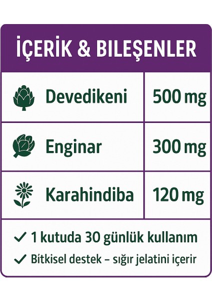 Enginar & Devedikeni & Karahindiba Ekstresi 60 Cap fırsatları