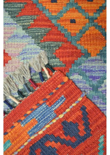 Yün Iplikten El Dokuma Kırmızı Renk Afgan Kilim 64X82 cm (0.53 M²) indirimleri