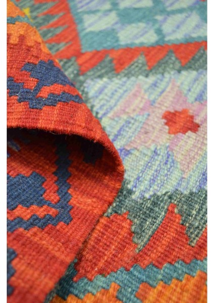 Yün Iplikten El Dokuma Kırmızı Renk Afgan Kilim 64X82 cm (0.53 M²)