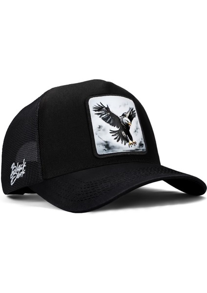 V1 Trucker Kartal - 6 Kod Logolu Siyah Şapka (Cap)