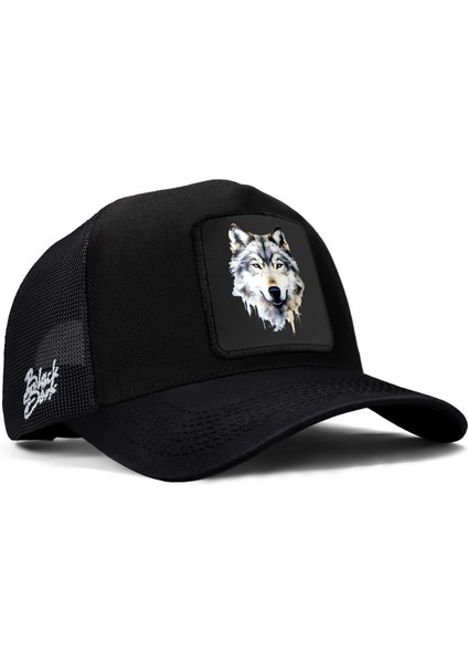 V1 Trucker Kurt - 1 Kod Logolu Unisex Siyah Şapka (Cap)