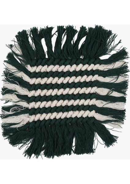 Makrome Coaster Yeşil-Beyaz 20 cm