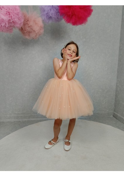 Kız Çocuk Abiye Elbise Ada, Somon Etek Incili,tütü Elbise fiyatları