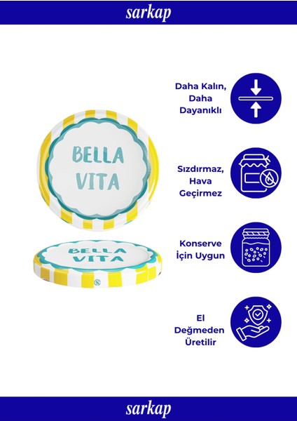 10 Adet Çok Renkli Kavanoz Kapağı 82 mm Dolce Vita Desenler modelleri