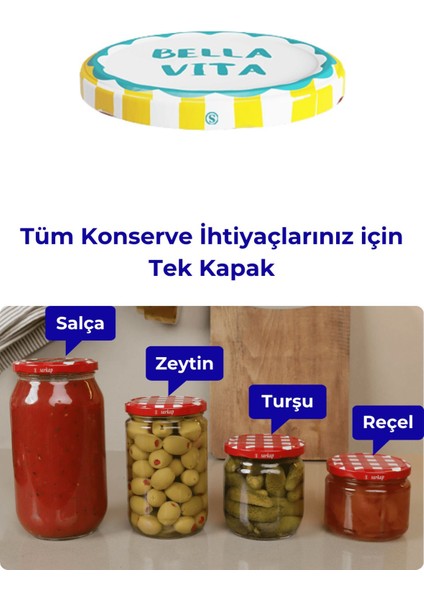 10 Adet Çok Renkli Kavanoz Kapağı 82 mm Dolce Vita Desenler fırsatları