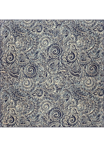 Lacivert Sanat Desen Twill Ipek Eşarp modelleri