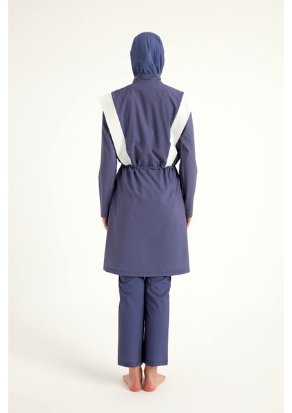 Indigo Tam Kapalı Mayo – Hakim Yakalı, Stoperli Su Itici Kumaş M2526-2