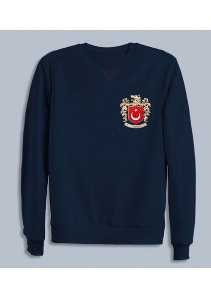 Türkiye Bozkurt Küçük Baskılı Milli Takım Logo Pamuklu Erkek Sweatshirt