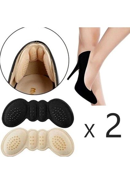2 Çift 3 mm Ayakkabı Topuk Vurma ve Ayakkabı Daraltma Pedi ( Siyah+ Krem Renk) Topuk Pedi