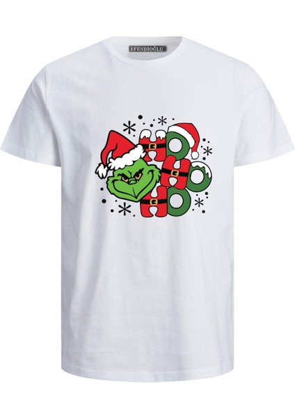 Ho Ho Ho Grinch Baskılı Grinchmas Baskılı Yenil Yıl Erkek Pamuklu Tişört