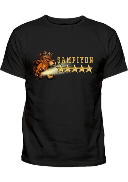 Işıldayan Aslan Pençesi Şampiyon 5 Yıldız Kral Aslan Çocuk Tişört