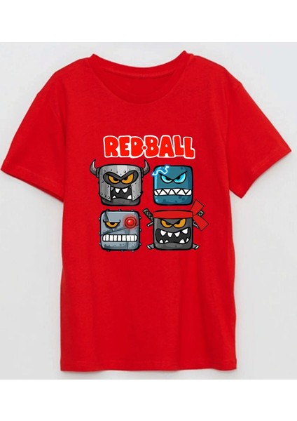 Red Ball Baskılı Pamuklu Kısa Kollu Çocuk Tişört