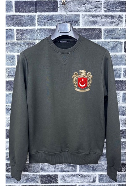 Türkiye Bozkurt Küçük Baskılı Milli Takım Logo Pamuklu Erkek Sweatshirt
