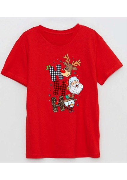 Hohoho Baskılı Yeni Yıl Yetişkin Pamuklu Tişört