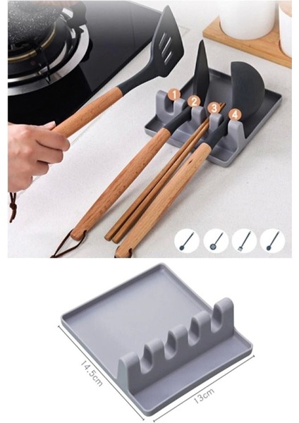 Gri Tabak ve Kaşık Tutucu, Tencere Kapağı Standı, Düzenleyici, Organizer