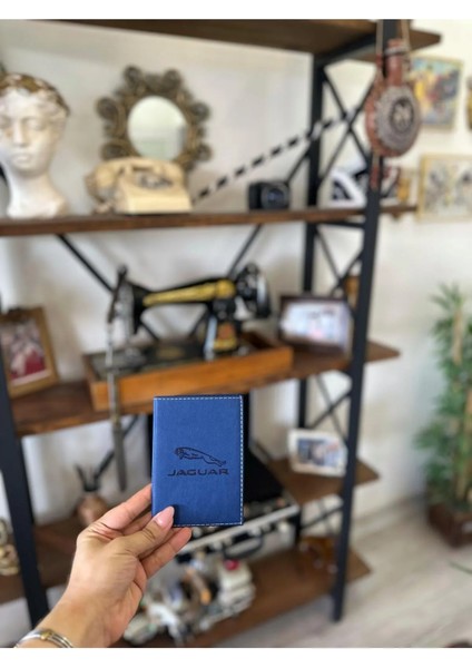 Jaguar Dikişli Araç Ruhsat Kılıfı Kabı Oto Ruhsatlık Araba Ruhsat Koruyucu
