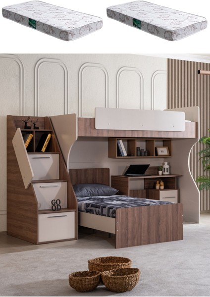 Ranza, Milano Çift Kişilik Çalışma Masalı Modern Ranza + 2 Adet Comfort Yatak