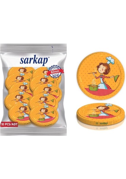 Turuncu 82MM Paketli 10 Kavanoz Kapağı - Aşçı Kadın
