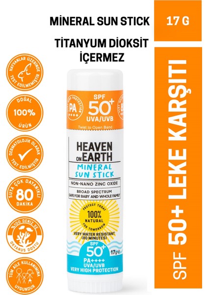 Suya Dayanıklı Mineral Güneş Koruyucu Stick SPF50+ / Pa++++ 17GR