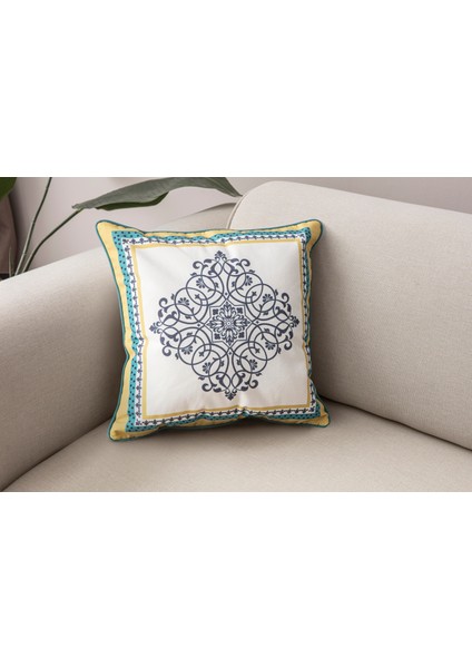 Safran Luxe Blue Premium Seri Biyeli Özel Tasarım Kırlent Kılıfı 43X43 fırsatları