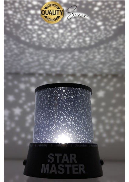 Premium Işık Yansıtmalı Yıldız Projeksiyon Gece Lambası Masa Üstü Pilli ve USB Tavan Duvar Ambiyans