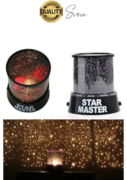 Premium Işık Yansıtmalı Yıldız Projeksiyon Gece Lambası Masa Üstü Pilli ve USB Tavan Duvar Ambiyans