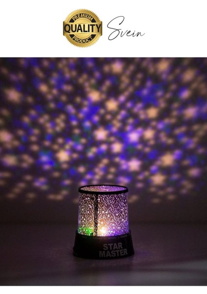 Premium Işık Yansıtmalı Yıldız Projeksiyon Gece Lambası Masa Üstü Pilli ve USB Tavan Duvar Ambiyans