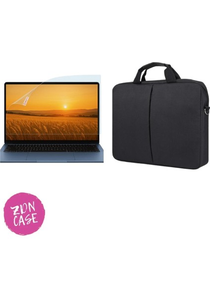 Macbook pro 13" (M1 2020) Siyah Unisex Omuz Askılı Laptop Çantası ve Ekran Koruyucu
