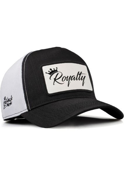V2 Trucker Royalty - 1 Kod Logolu Unisex Siyah-Beyaz Cordura Kumaş Şapka (Cap)