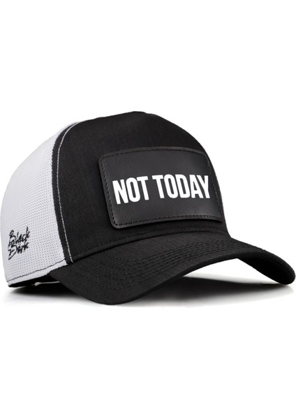 V2 Trucker Not Today - 2 Kod Logolu Unisex Siyah-Beyaz Cordura Kumaş Şapka (Cap)