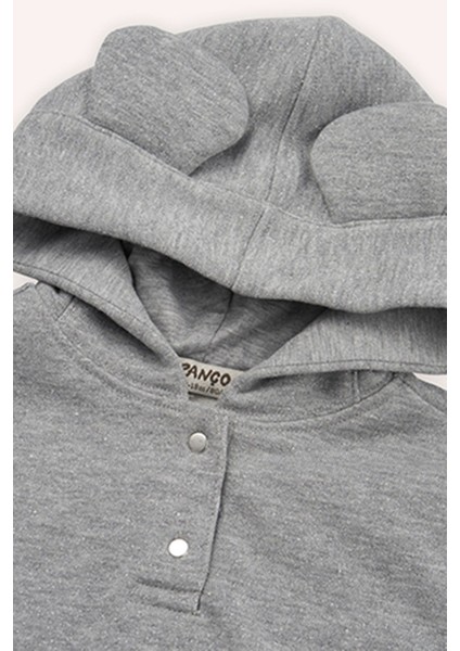 Kız Bebek Kulak Detaylı 2'li Gri-Melanj Eşofman Takım