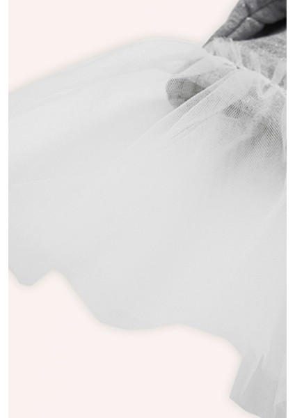 Kız Bebek Kulak Detaylı 2'li Gri-Melanj Eşofman Takım