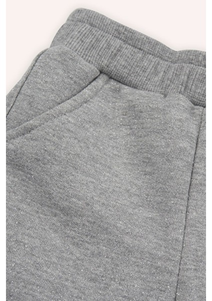 Kız Bebek Kulak Detaylı 2'li Gri-Melanj Eşofman Takım